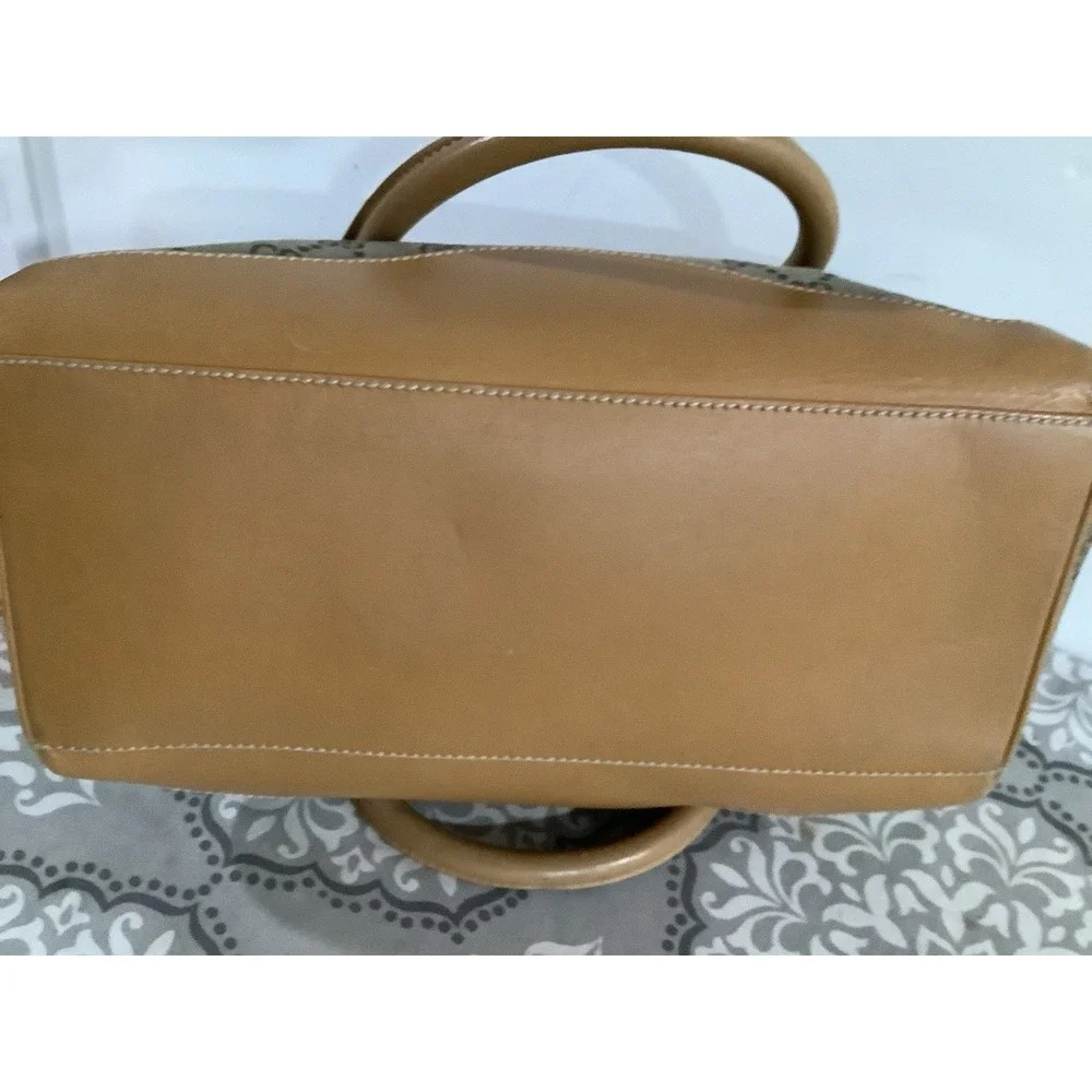 Vintage Gucci Monogram Boston Canvas Leather Handbag Shoulder Bag Made in Italy - Picture 7 of 11